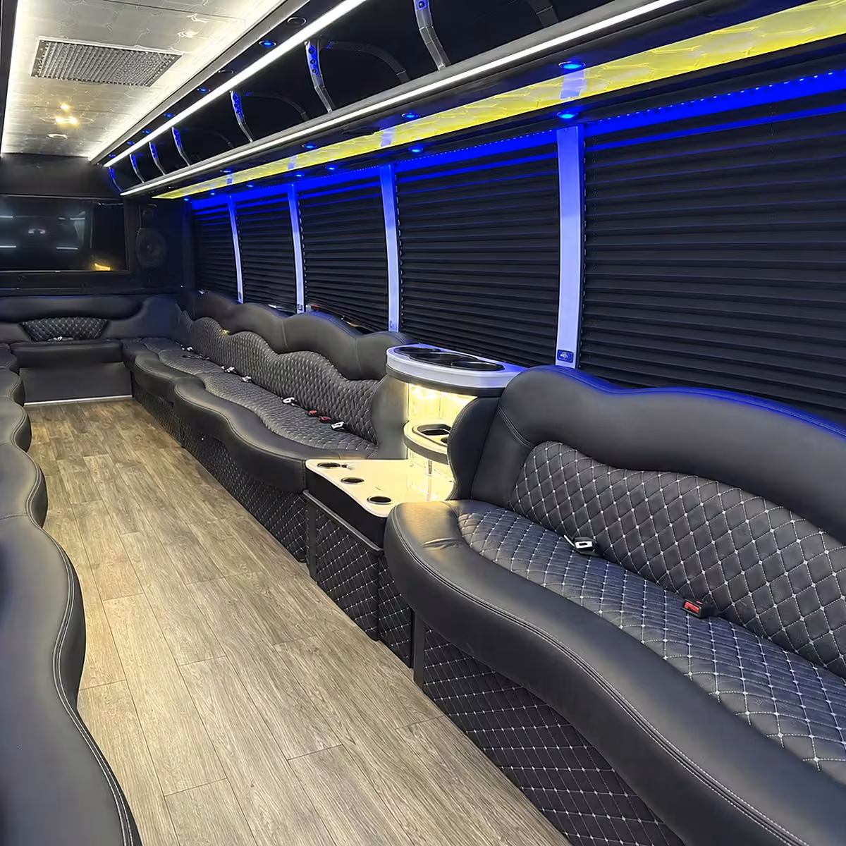 28 passenger party bus inside